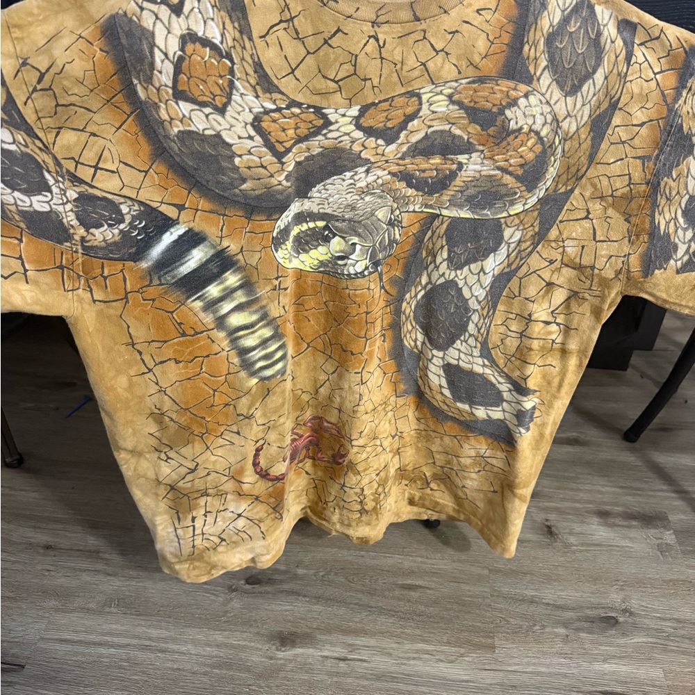 Liquid Blue Snake Graphic T-Shirt - Tan and Black